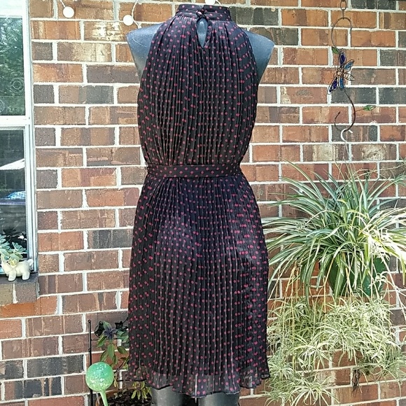 Retro Pleated Chiffon Belted Polka Dot Dre… - Picture 4 of 8